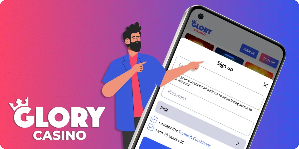Register new account via Glory Casino App